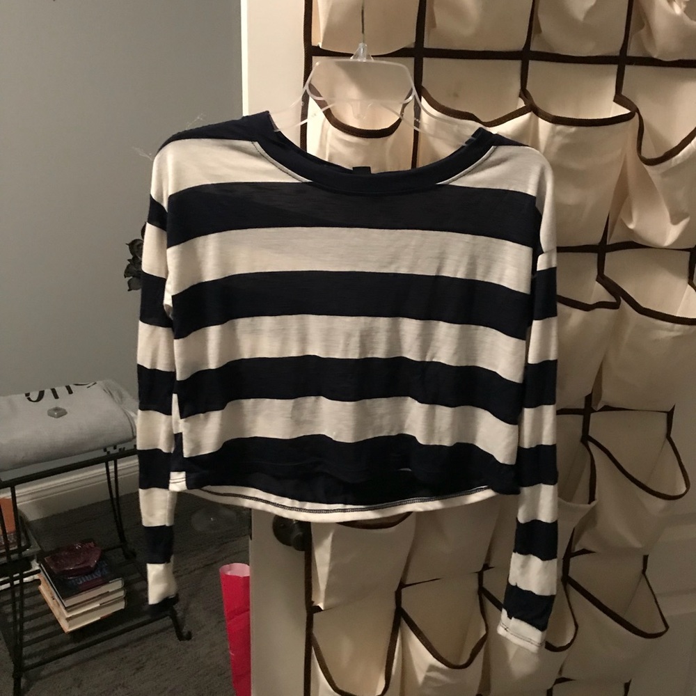 Long Sleeve Striped Crop Top